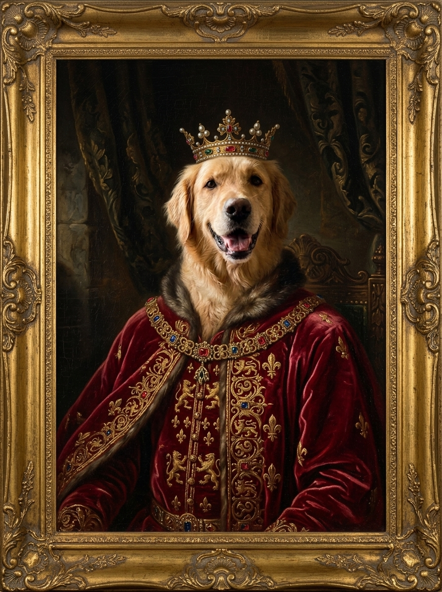 The finished royal portrait of the dog